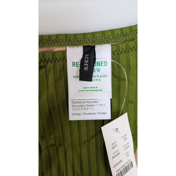 J.Crew BH489 Wide-Rib Curved-Waist Cheeky String Bikini Bottom Resort Green SZ M - Picture 9 of 16